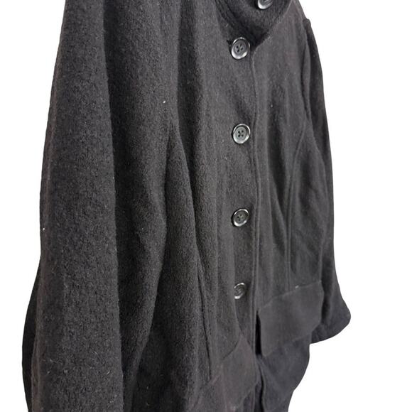 LL Bean Bellandi 100% Wool Black Boiled Wool Sweater Jacket Cardigan 1X Ex Tall - Picture 3 of 16